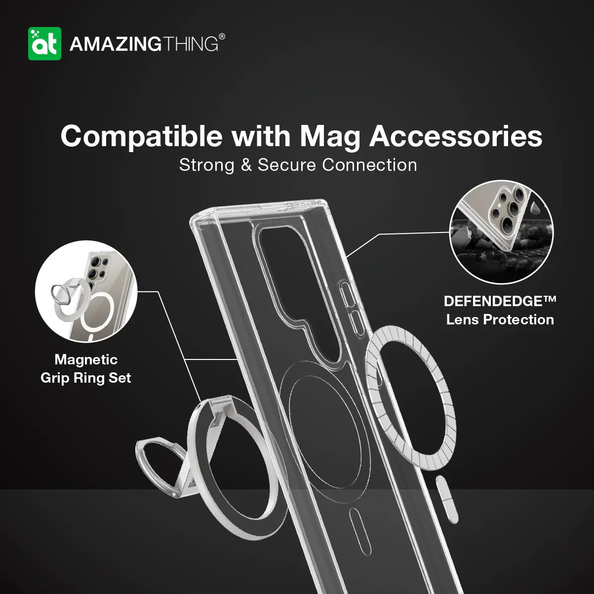 AMAZINGTHING MINIMAL MAGSAFE DROP PROOF CASE FOR SAMSUNG S24 ULTRA - CLEAR
