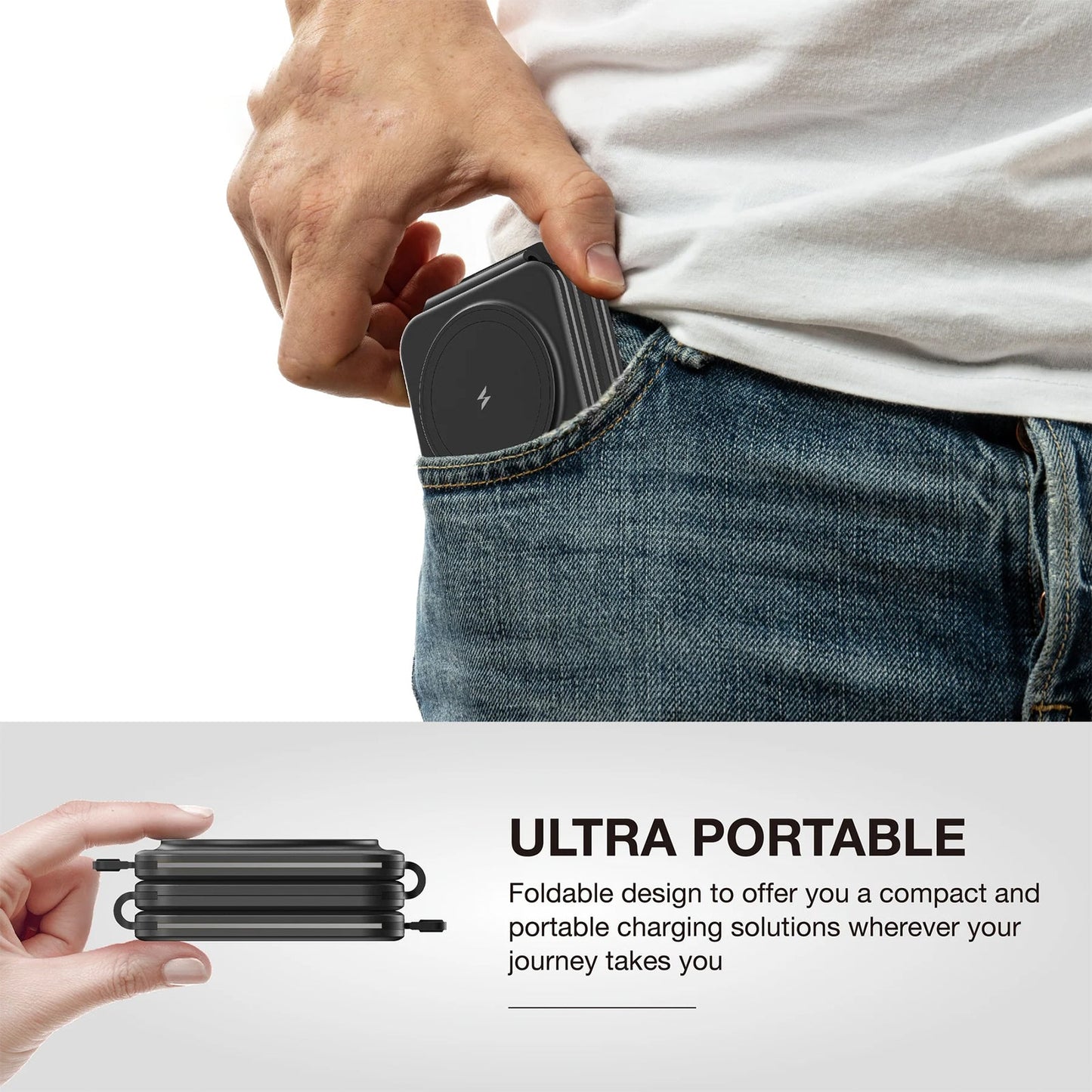 AMAZING THING EXPLORER PRO 3IN1 PD 15W PORTABLE WIRELESS CHARGER WITH 1.2M USB-C TO USB-C CABLE