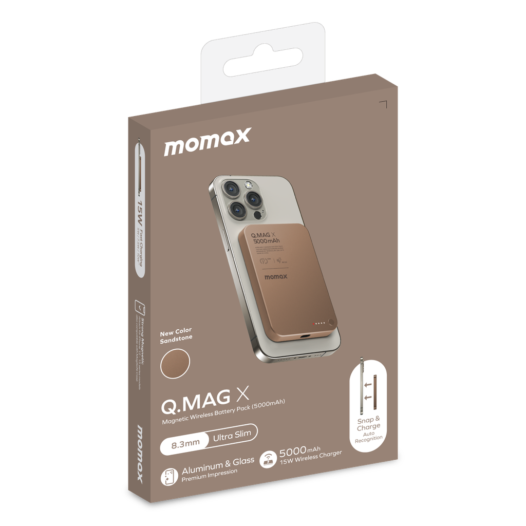 MOMAX Q.MAG X 5000mAh GEN2 15W ULTRA SLIM MAGSAFE WIRELESS POWER BANK
