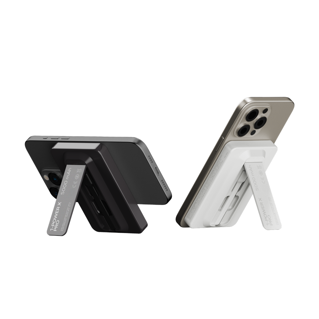 MOMAX 1-POWER X PRO 5000mAh MAGNETIC WIRELESS POWER BANK WITH STAND AND BUILT-IN USB-C CABLE