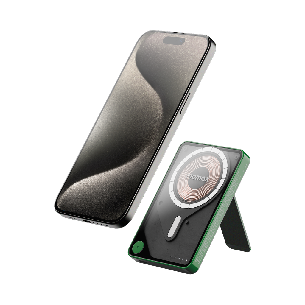 MOMAX 1-POWER X PRO 5000mAh MAGNETIC WIRELESS POWER BANK WITH STAND AND BUILT-IN USB-C CABLE