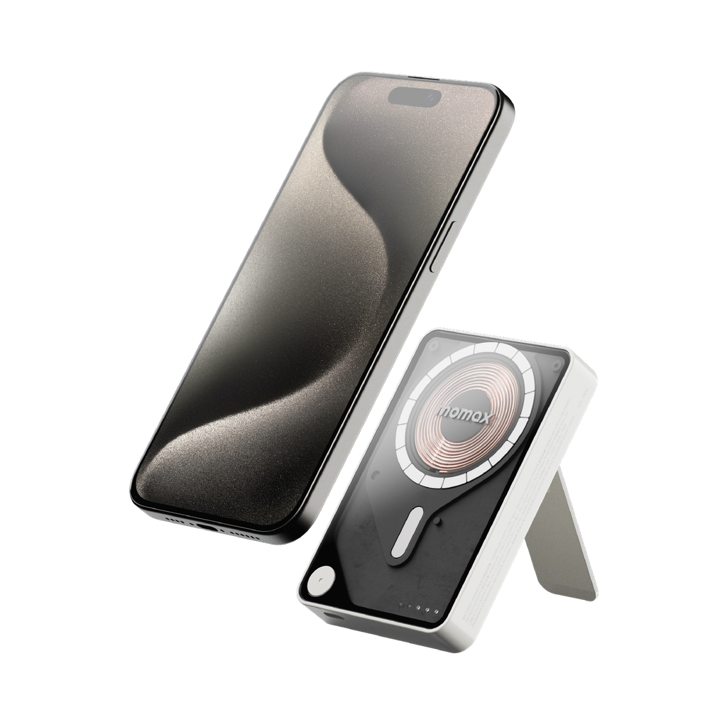 MOMAX 1-POWER X PRO+ 10000mAh MAGNETIC WIRELESS POWER BANK WITH STAND AND BUILT-IN USB-C CABLE