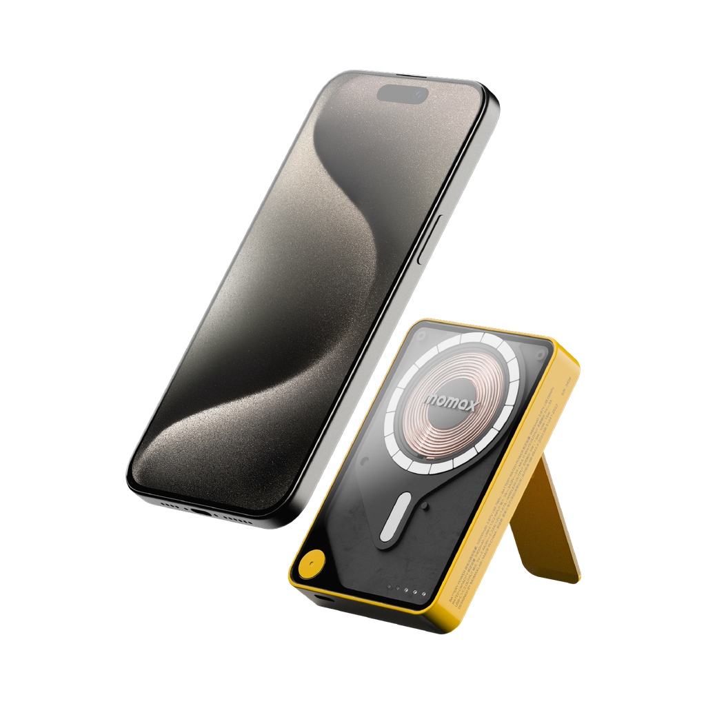 MOMAX 1-POWER X PRO+ 10000mAh MAGNETIC WIRELESS POWER BANK WITH STAND AND BUILT-IN USB-C CABLE