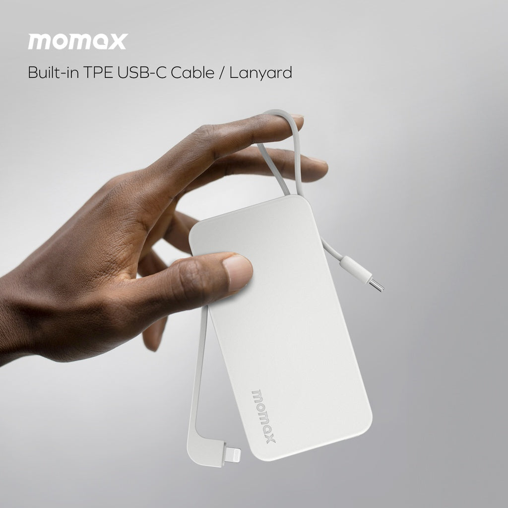 MOMAX 1-POWER VITAL+ 10000mAh POWER BANK WITH BUILT IN USB-C & LIGHTNING CABLE