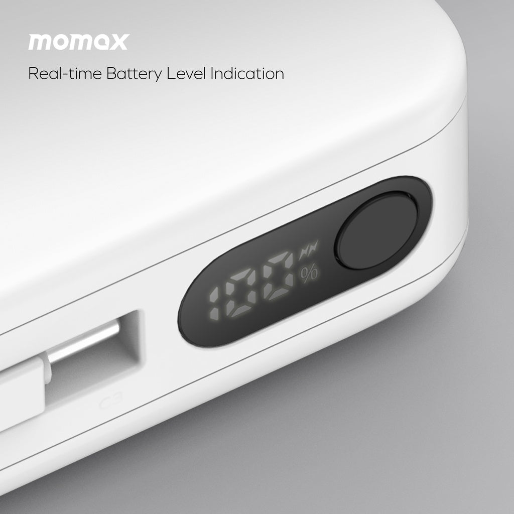 MOMAX 1-POWER VITAL+ 10000mAh POWER BANK WITH BUILT IN USB-C & LIGHTNING CABLE