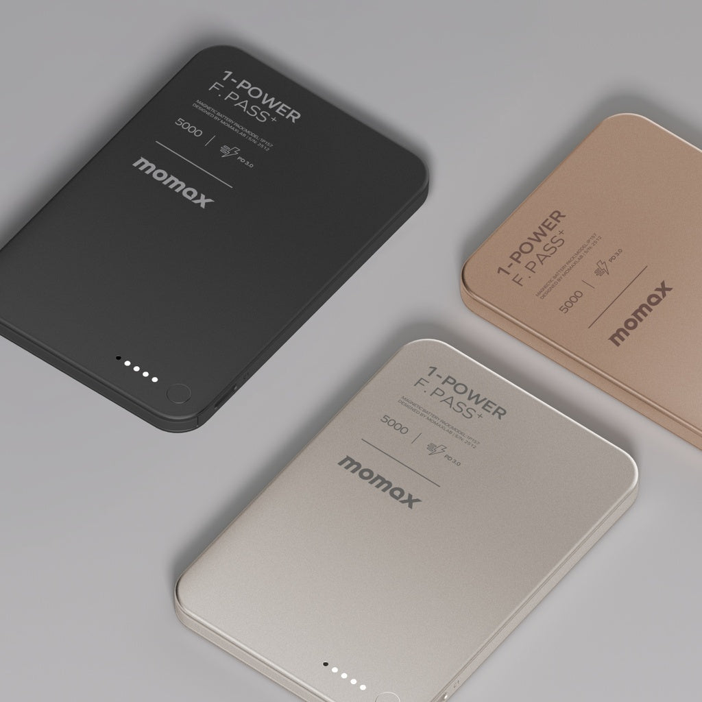 Momax 1-power F.pass+ 5000mah Power Bank With Built-in Cable & Magnetic Attachment