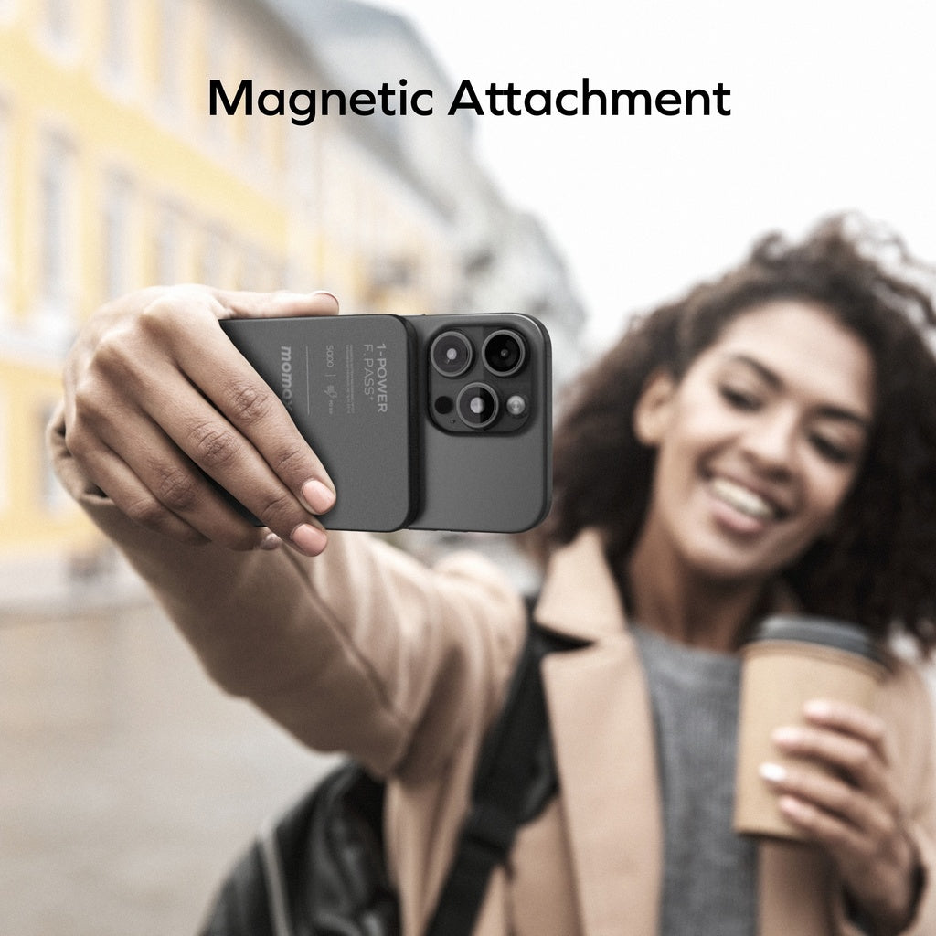 Momax 1-power F.pass+ 5000mah Power Bank With Built-in Cable & Magnetic Attachment