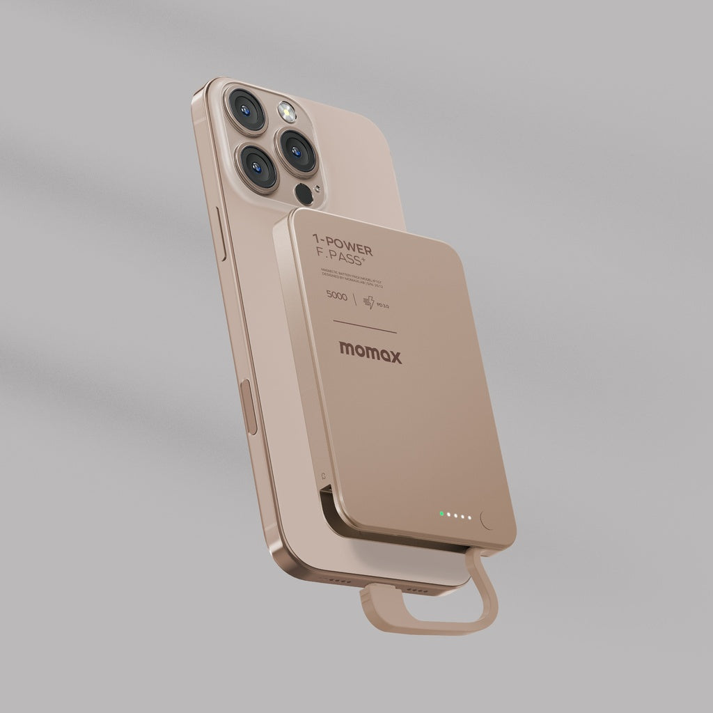 Momax 1-power F.pass+ 5000mah Power Bank With Built-in Cable & Magnetic Attachment
