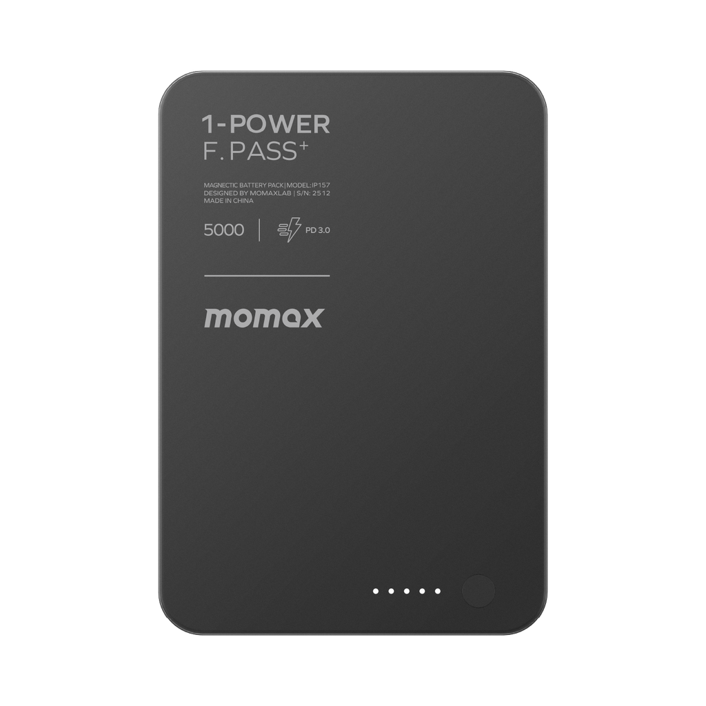 Momax 1-power F.pass+ 5000mah Power Bank With Built-in Cable & Magnetic Attachment