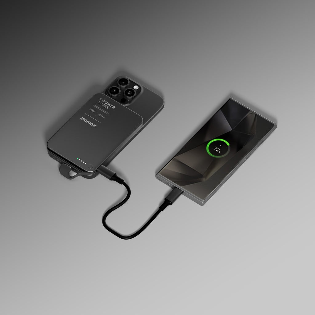 Momax 1-power F.pass+ 5000mah Power Bank With Built-in Cable & Magnetic Attachment