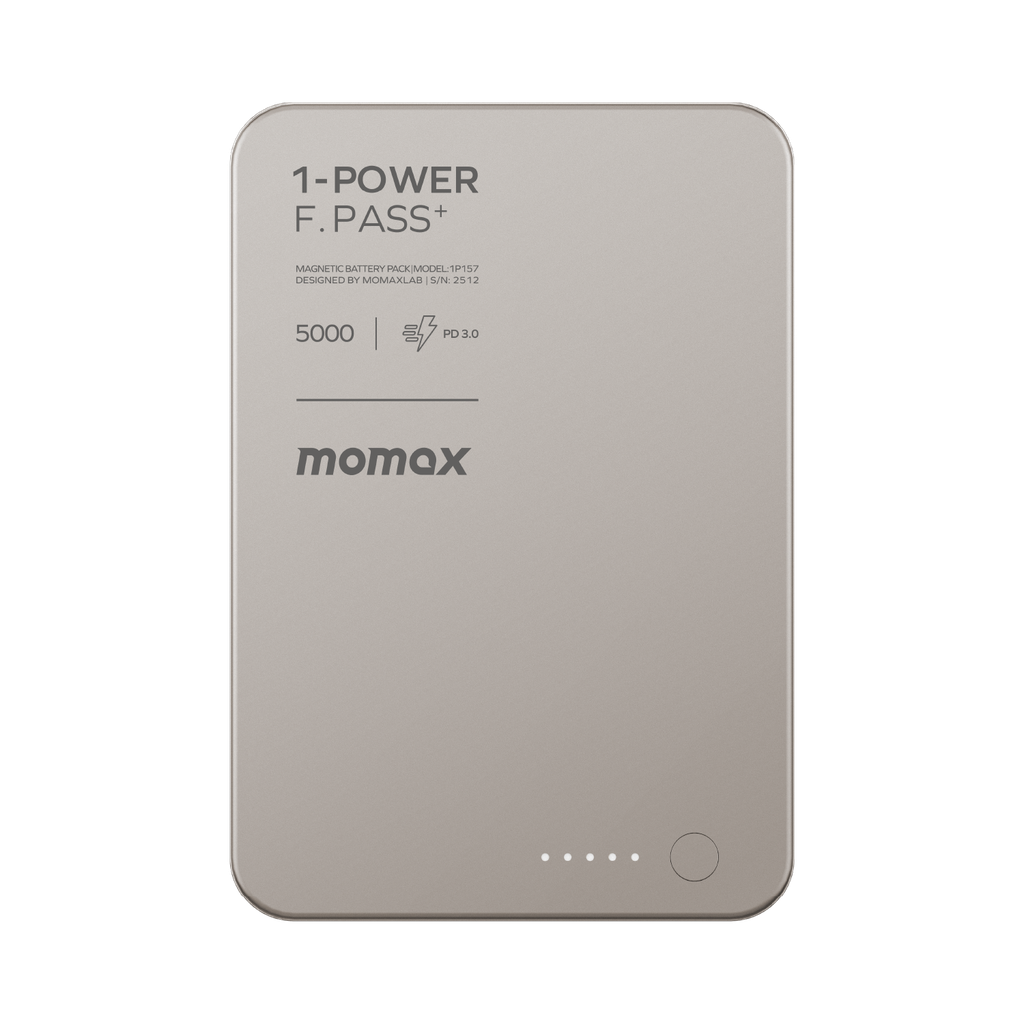 Momax 1-power F.pass+ 5000mah Power Bank With Built-in Cable & Magnetic Attachment