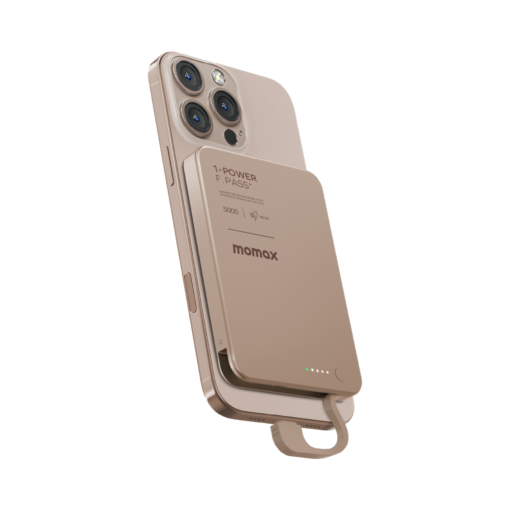 Momax 1-power F.pass+ 5000mah Power Bank With Built-in Cable & Magnetic Attachment