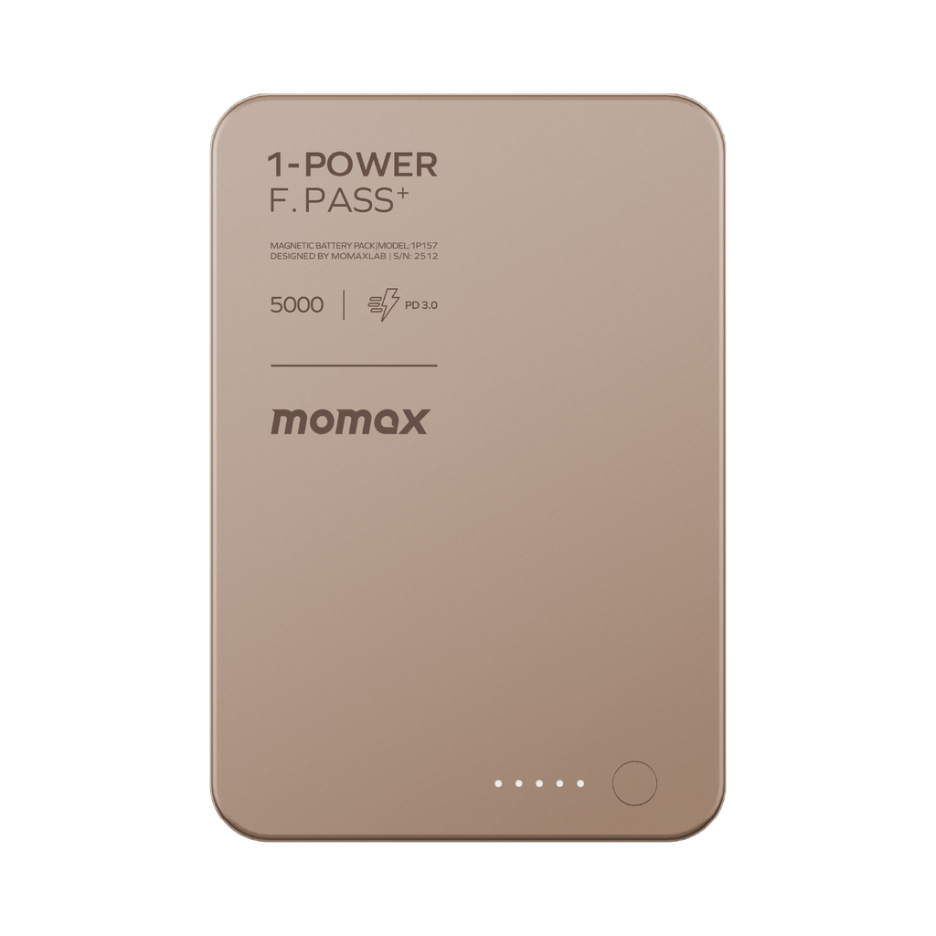 Momax 1-power F.pass+ 5000mah Power Bank With Built-in Cable & Magnetic Attachment