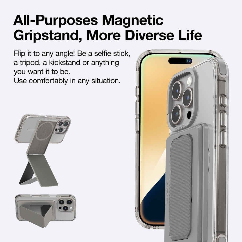 AMAZINGTHING OMNI MAGSAFE DROP PROOF CASE WITH STAND FOR IPHONE 16 SERIES - GREY