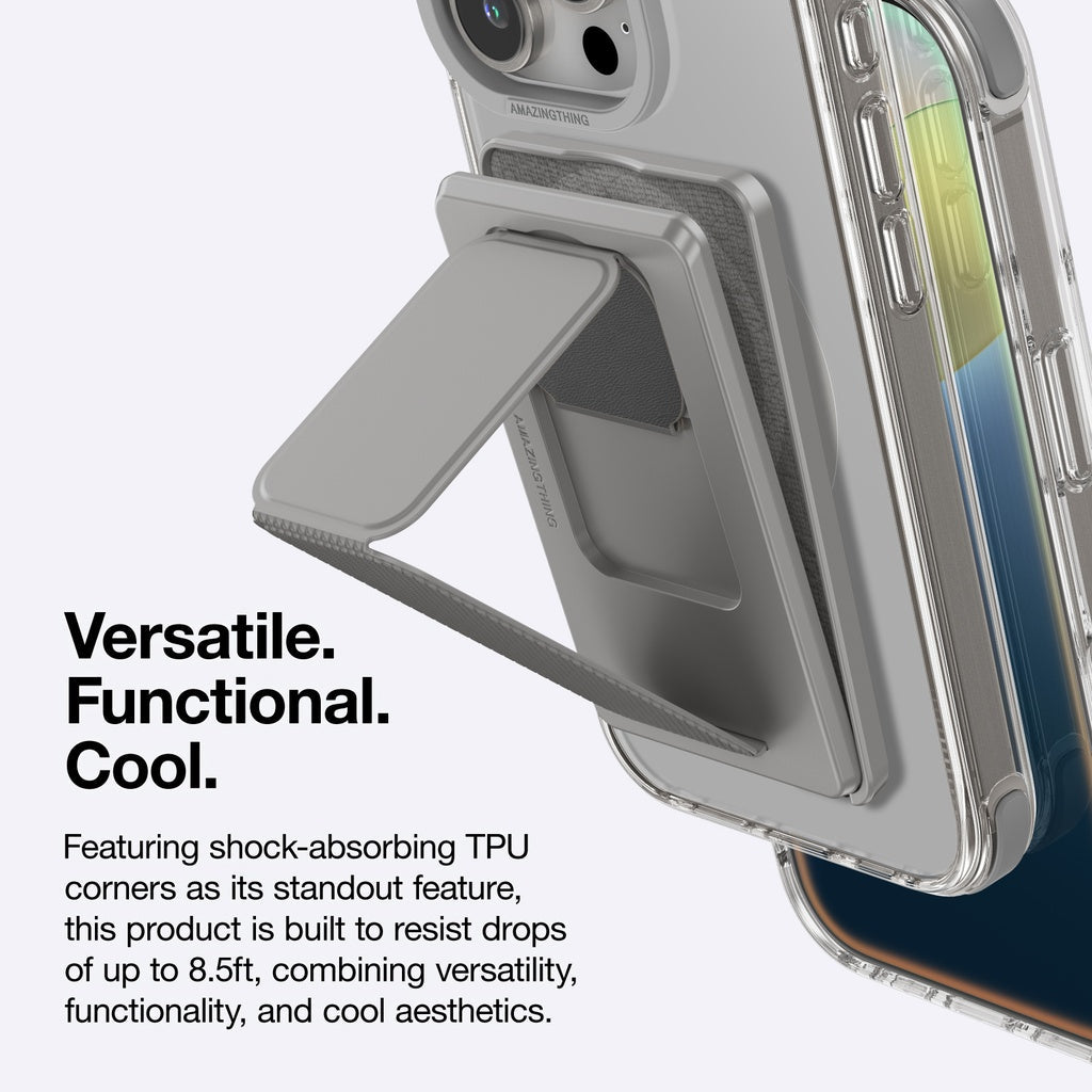AMAZINGTHING OMNI MAGSAFE DROP PROOF CASE WITH STAND FOR IPHONE 16 SERIES - GREY