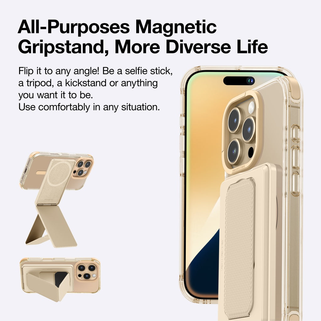 AMAZINGTHING OMNI MAGSAFE DROP PROOF CASE WITH STAND FOR IPHONE 16 SERIES - ROSE GOLD