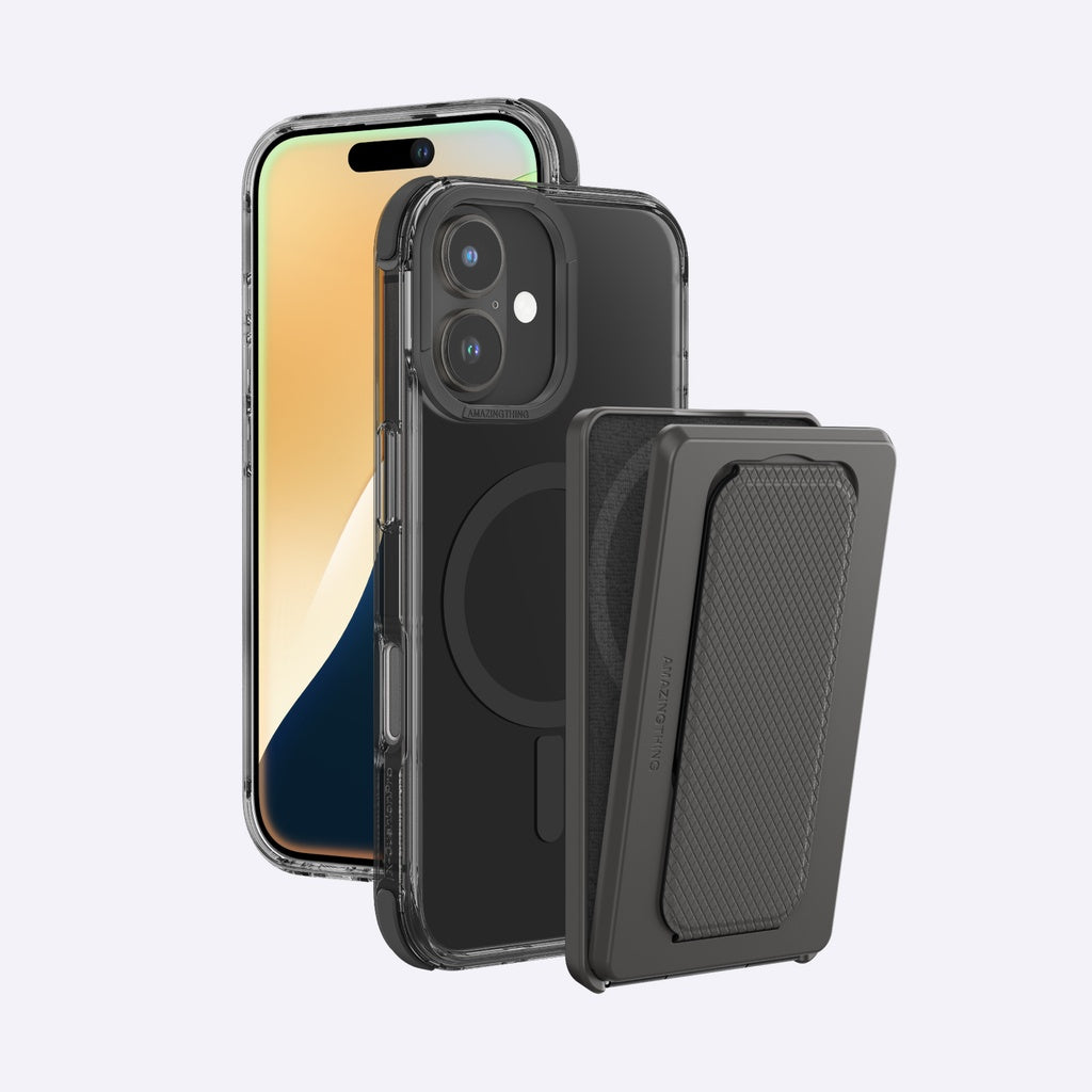 AMAZINGTHING OMNI MAGSAFE DROP PROOF CASE WITH STAND FOR IPHONE 16 SERIES - BLACK