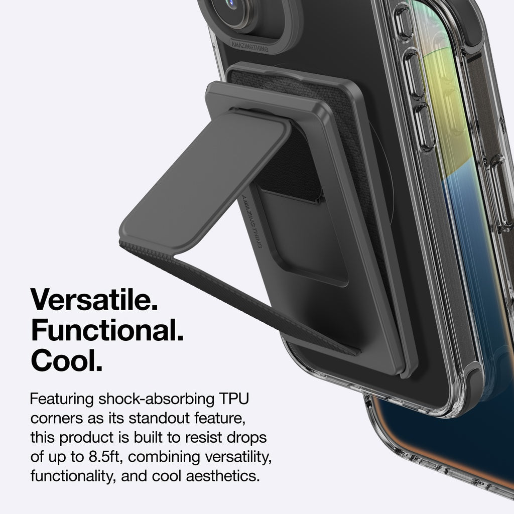 AMAZINGTHING OMNI MAGSAFE DROP PROOF CASE WITH STAND FOR IPHONE 16 SERIES - BLACK