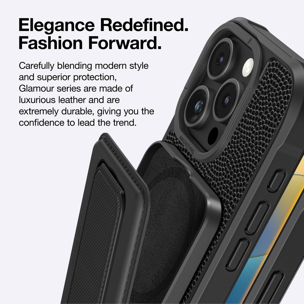 AMAZINGTHING GLAMOUR MAGSAFE DROP PROOF CASE WITH WALLET STAND FOR IPHONE 16 SERIES