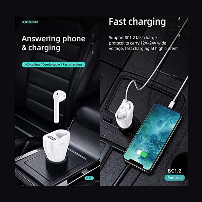 Joyroom Car Charger with Wireless Earphone