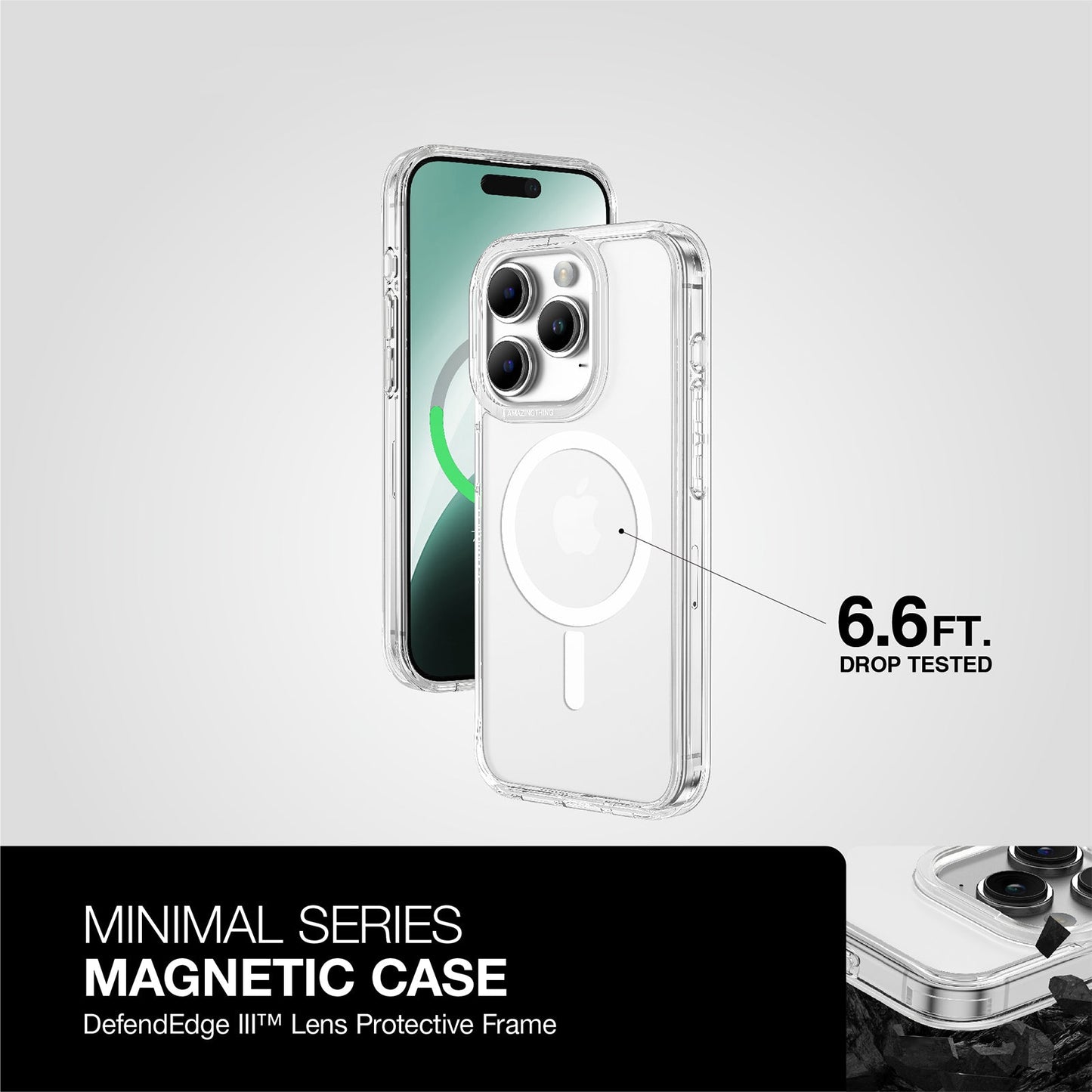 AMAZING THING MINIMAL MAGSAFE DROP PROOF CASE FOR IPHONE 15 6.7 PRO MAX 2023 TRANSPARENT