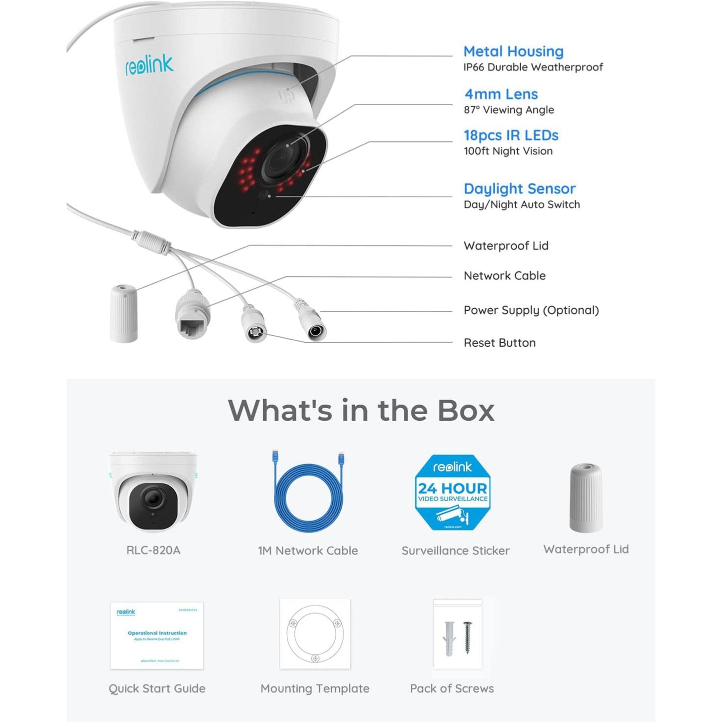 REOLINK RLC -820A 4K Outdoor Security Camera 8MP