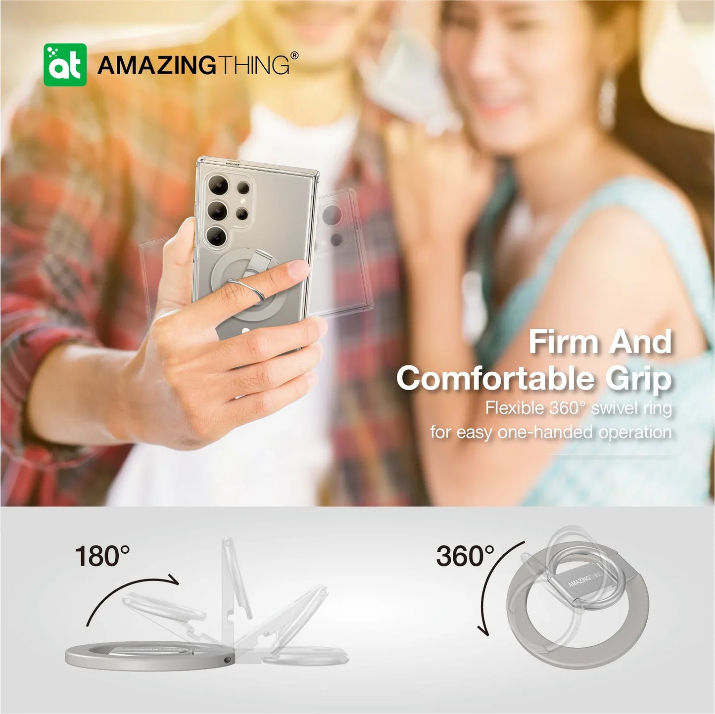 AMAZINGTHING MINIMAL GRIP RING SET CASE FOR SAMSUNG S24 ULTRA - GREY