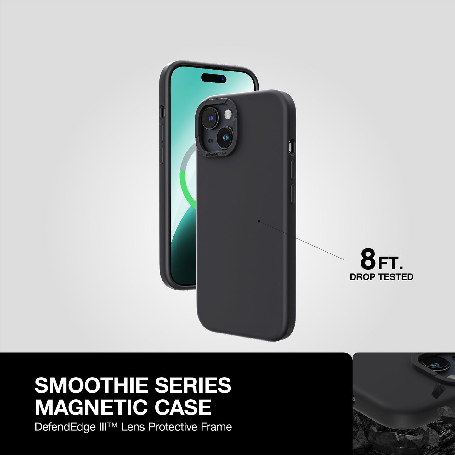 AMAZING THING SMOOTHIE MAGSAFE DROP PROOF CASE FOR IPHONE 15 2023 NEW BLACK