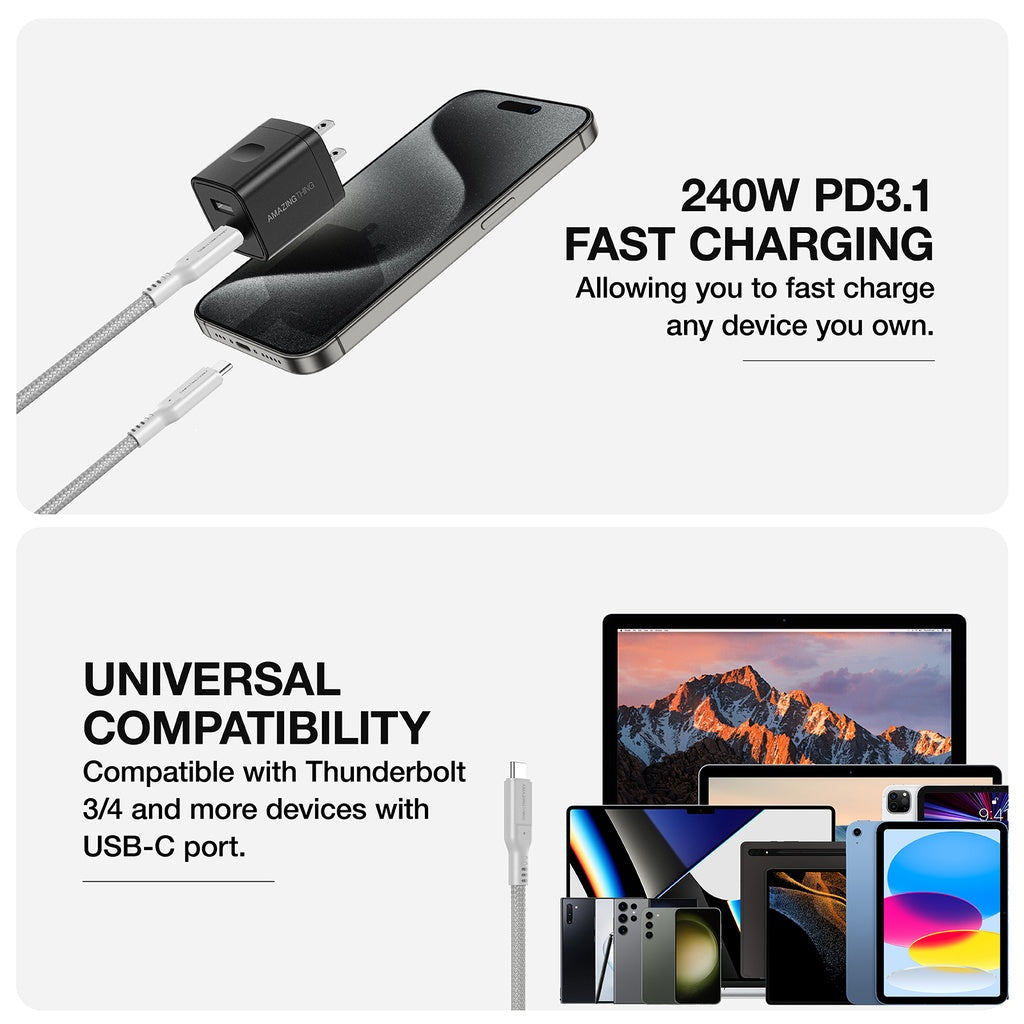 AMAZING THING THUNDER PRO USB-C TO USB-C 5.0A 240W GEN2 1.2M CABLE