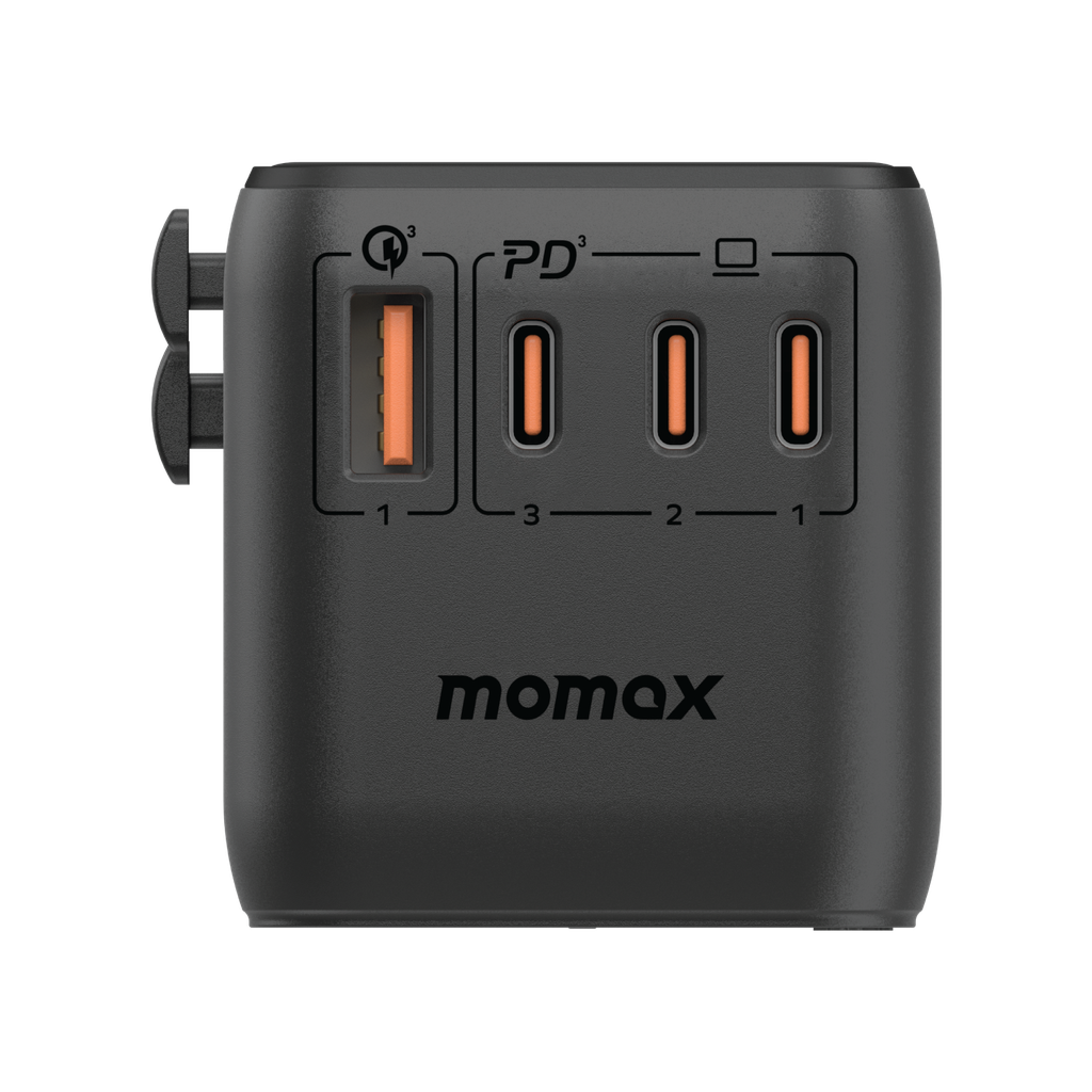 MOMAX 1-WORLD 140W GAN 4 PORTS AC TRAVEL ADAPTER INCLUDING 140W USB-C TO USB-C CABLE