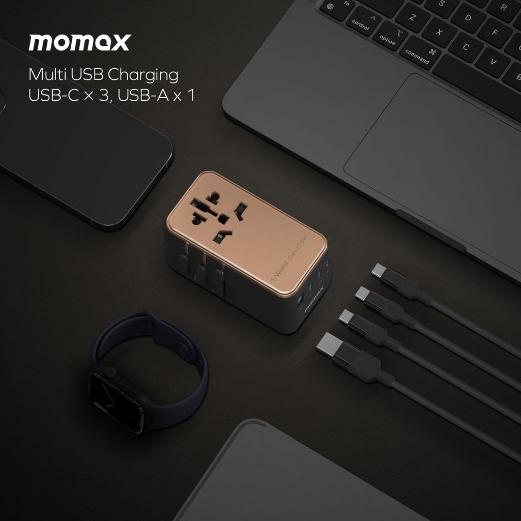 MOMAX 1-WORLD 170W GAN 4 PORT TRAVEL ADAPTER