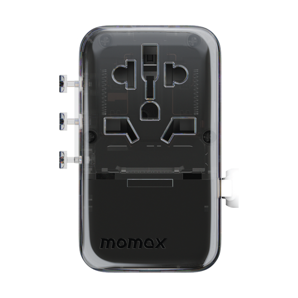 MOMAX 1-WORLD FLOW 35W 4 PORT WITH BUILT-IN USB-C CABLE TRAVEL ADAPTOR (Whte)