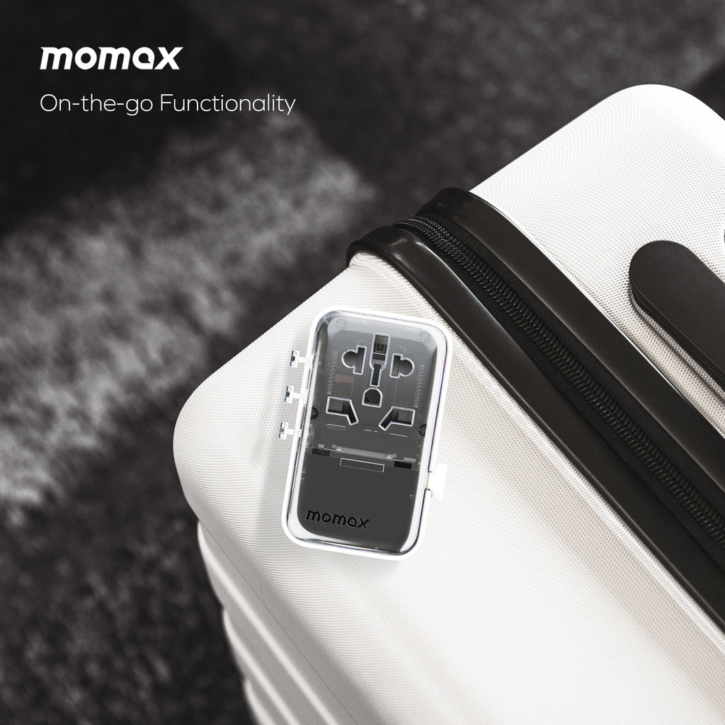MOMAX 1-WORLD FLOW 35W 4 PORT WITH BUILT-IN USB-C CABLE TRAVEL ADAPTOR (Whte)
