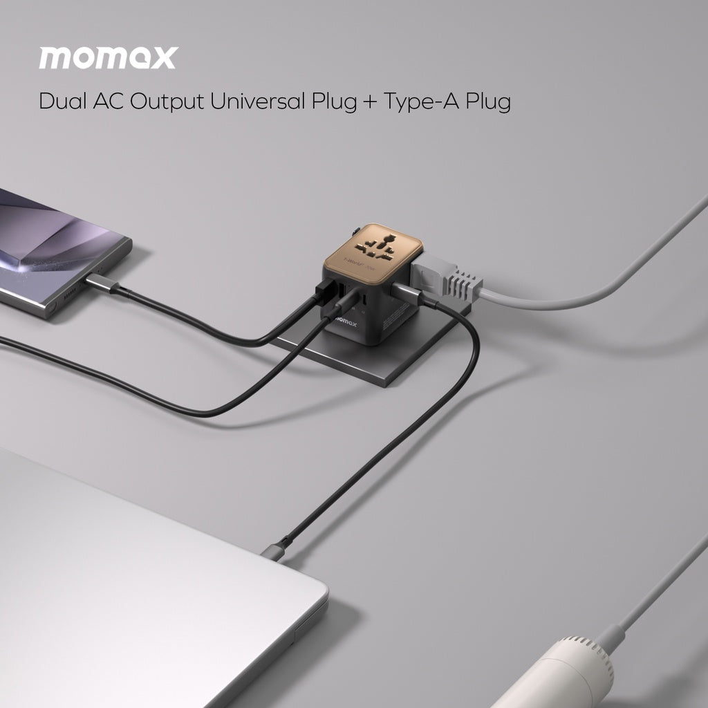 MOMAX 1-WORLD2 GAN 70W 5-PORT USB-C AC TRAVEL ADAPTOR