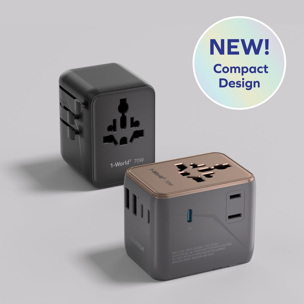 MOMAX 1-WORLD2 GAN 70W 5-PORT USB-C AC TRAVEL ADAPTOR