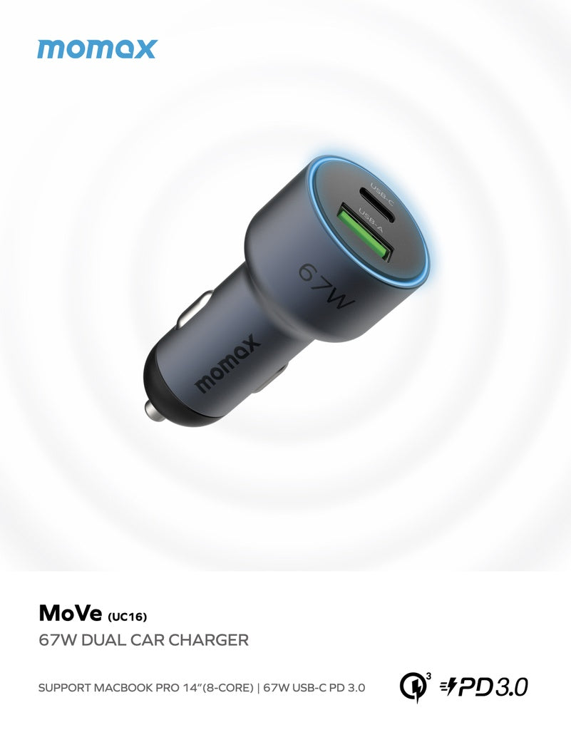 MOMAX MOVE 67W DUAL PORT CAR CHARGER