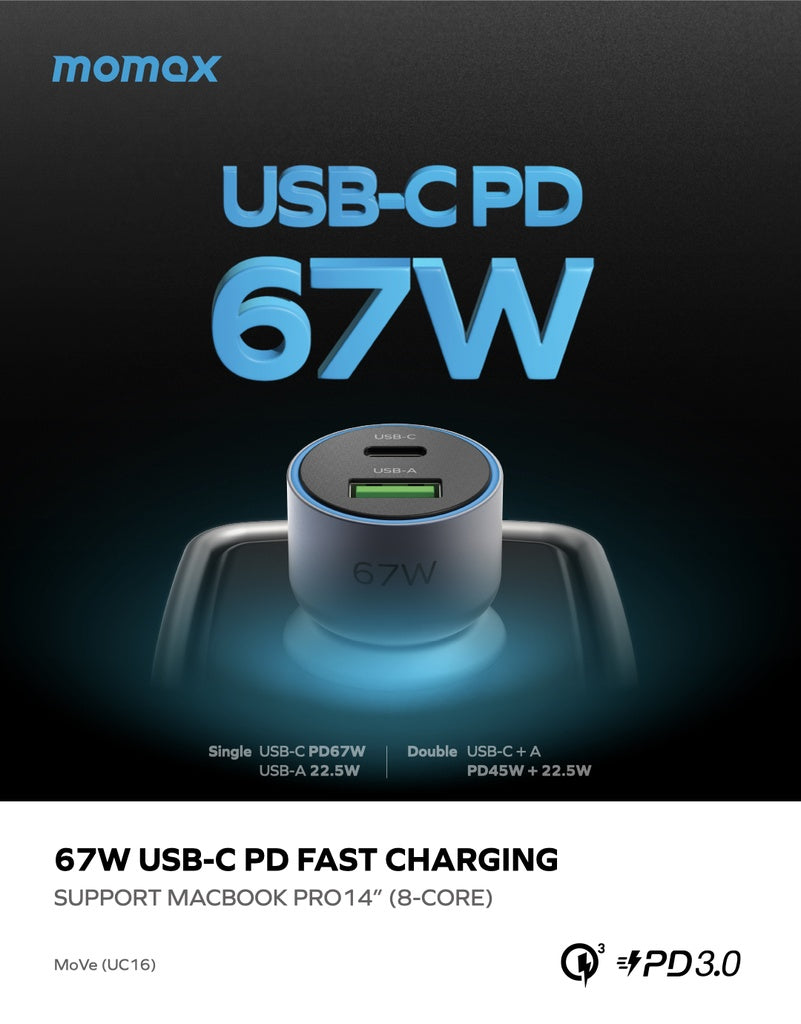 MOMAX MOVE 67W DUAL PORT CAR CHARGER
