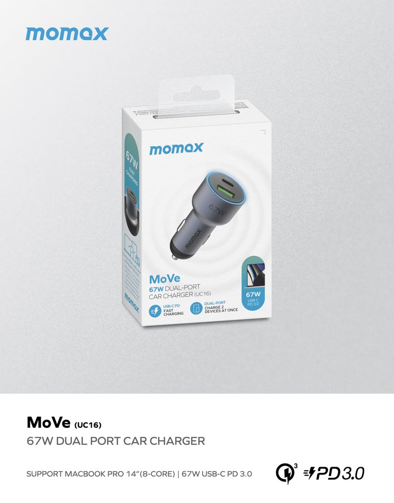 MOMAX MOVE 67W DUAL PORT CAR CHARGER