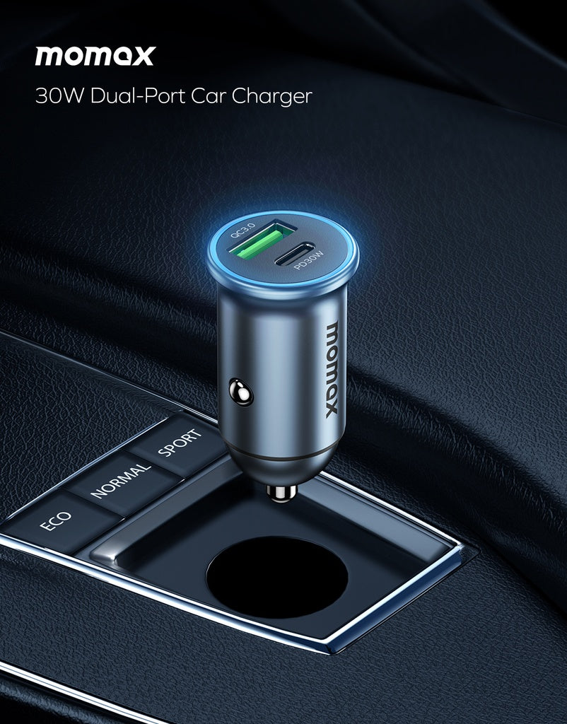 MOMAX MOVE 30W DUAL PORT CAR CHARGER