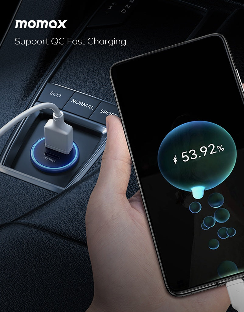 MOMAX MOVE 30W DUAL PORT CAR CHARGER