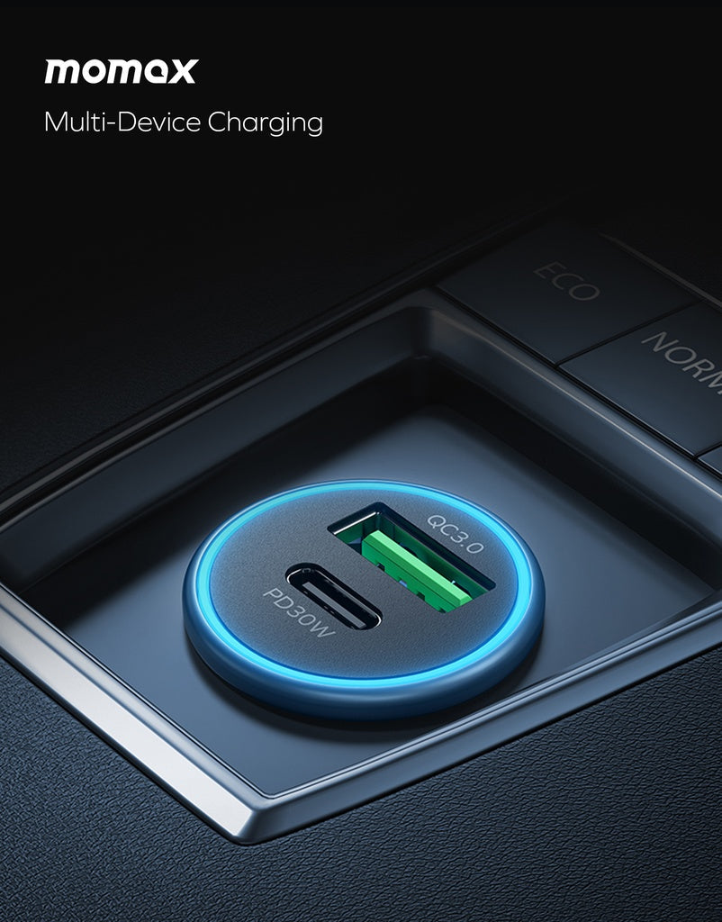 MOMAX MOVE 30W DUAL PORT CAR CHARGER