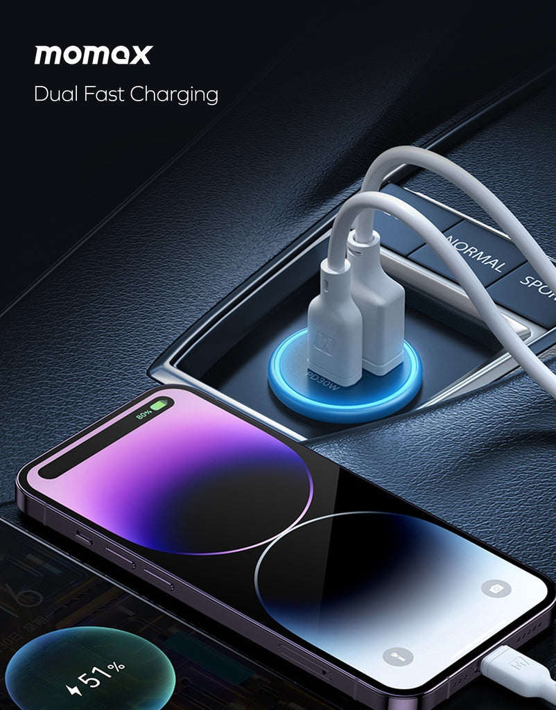 MOMAX MOVE 30W DUAL PORT CAR CHARGER