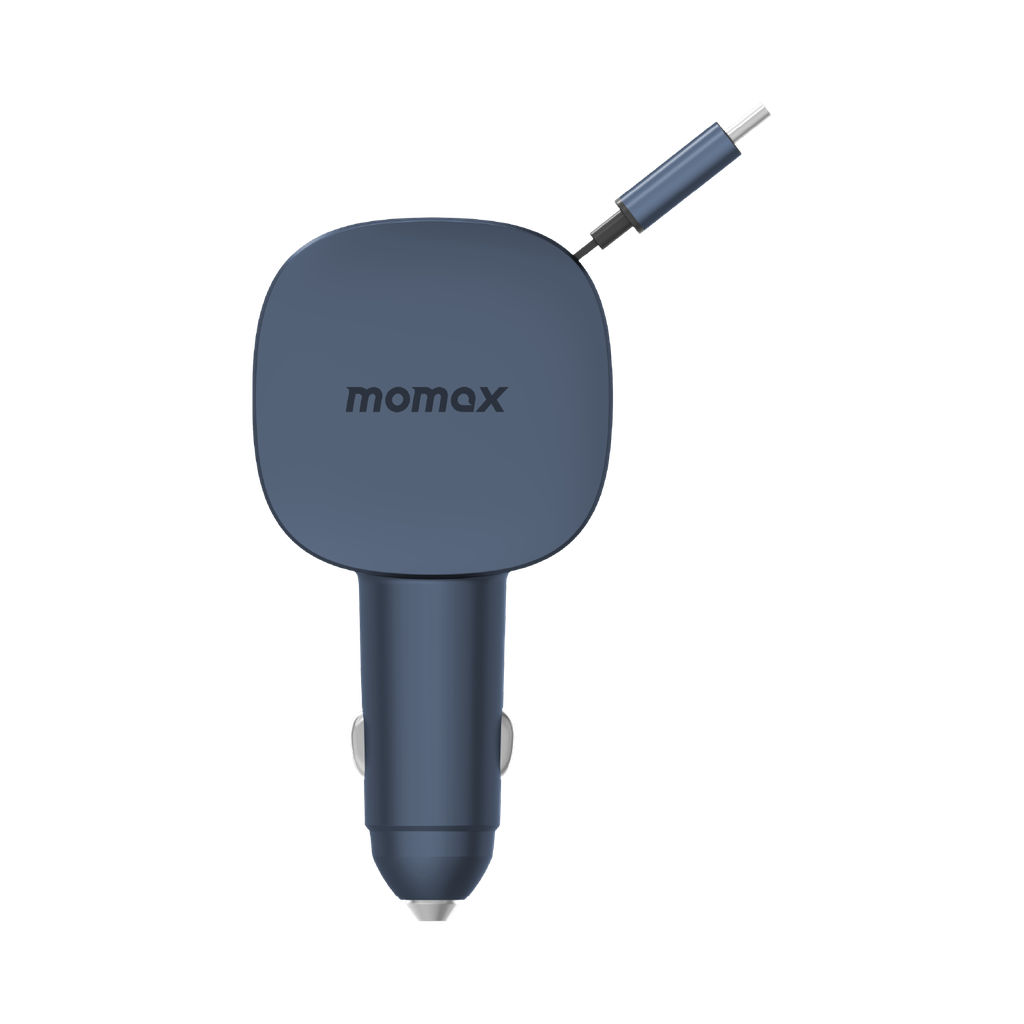 MOMAX 1-MOVE+ 60W 2-PORT CAR CHARGER WITH BUILT-IN RETRACTABLE CABLE