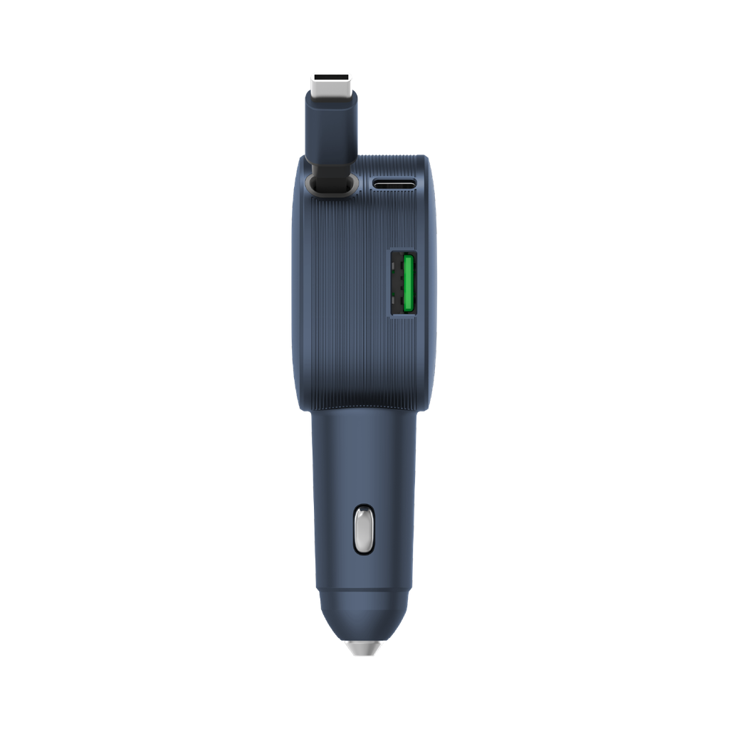 MOMAX 1-MOVE+ 60W 2-PORT CAR CHARGER WITH BUILT-IN RETRACTABLE CABLE