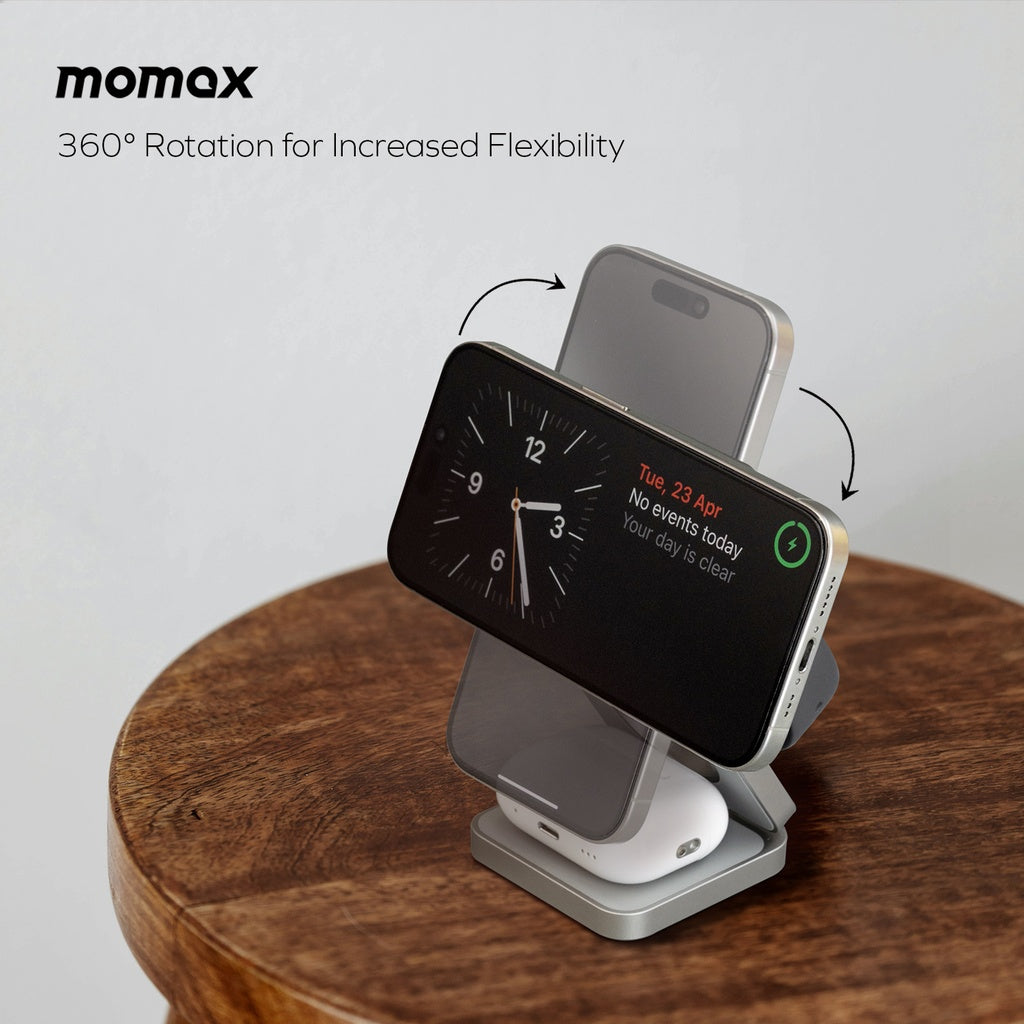 MOMAX Q2 MAG GO Qi 2 15W 3IN1 MAGNETIC WIRELESS CHARGING STAND