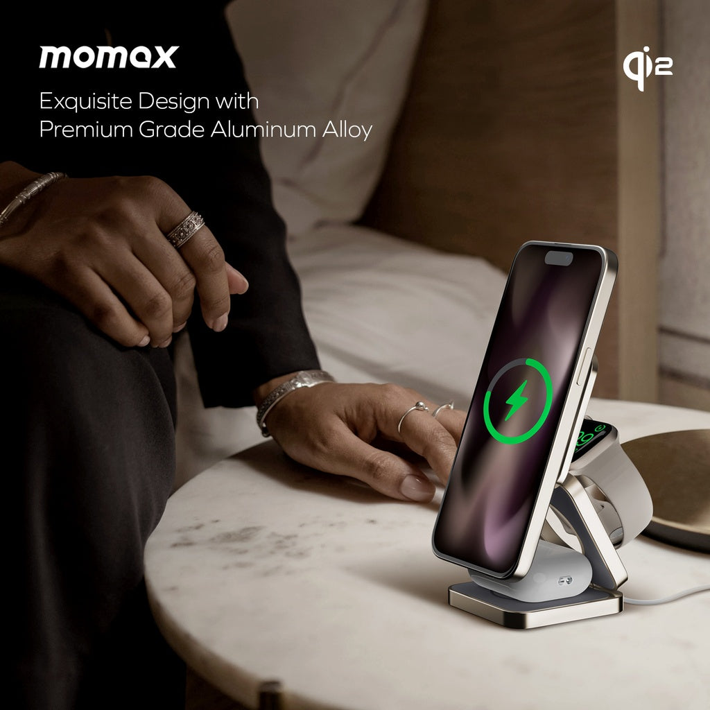 MOMAX Q2 MAG GO Qi 2 15W 3IN1 MAGNETIC WIRELESS CHARGING STAND