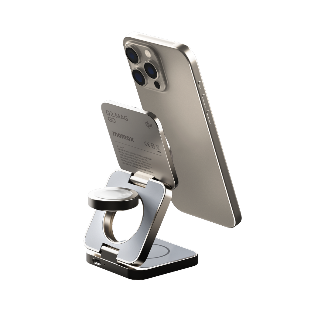 MOMAX Q2 MAG GO Qi 2 15W 3IN1 MAGNETIC WIRELESS CHARGING STAND
