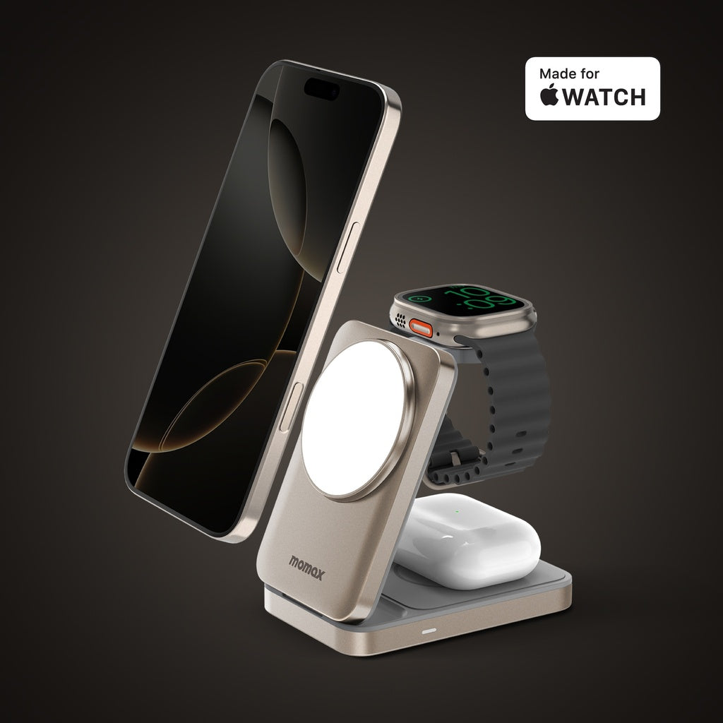 MOMAX 1-CHARGE Q.PORT Qi 2 15W 3IN1 MAGNETIC WIRELESS CHARGING STAND