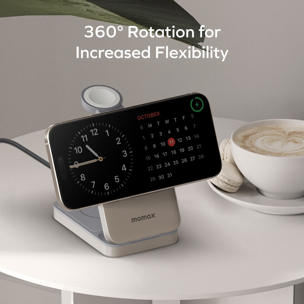 MOMAX 1-CHARGE Q.PORT Qi 2 15W 3IN1 MAGNETIC WIRELESS CHARGING STAND