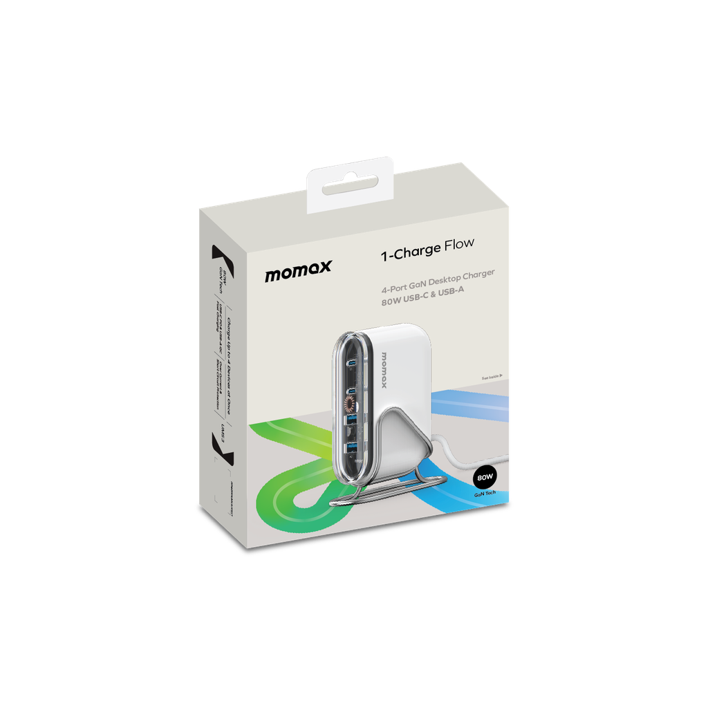 MOMAX 1-CHARGER FLOW PD 80W 4 PORTS GAN DESKTOP CHARGER